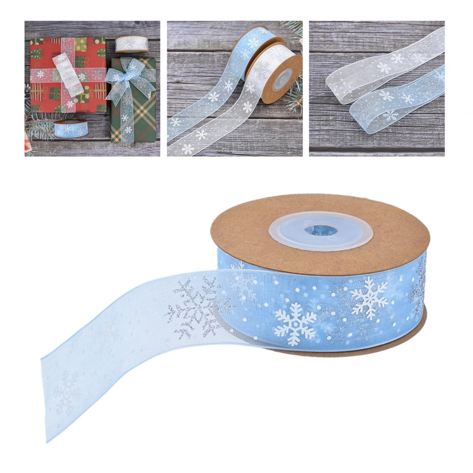Christmas Tree Ribbon, Snowflake Ribbon Christmas Xmas Tree Decor, Christmas Snowflakes Printed Ribbon for Garlands ,