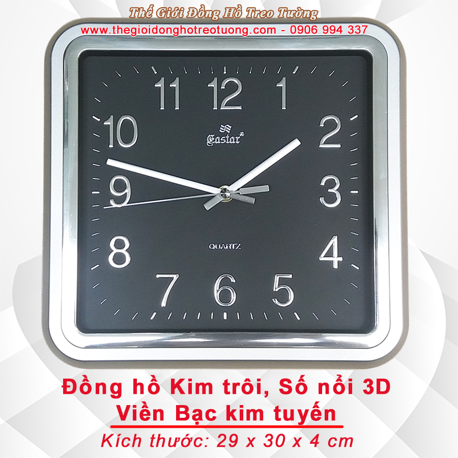 Đồng hồ Eastar Viền Bạc kim tuyến, Số nổi Ánh kim