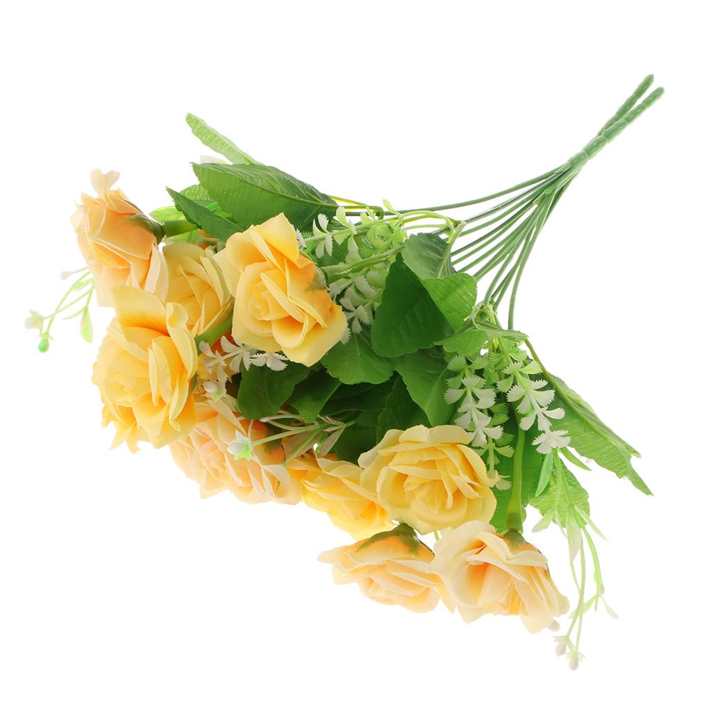 2 Piece Artificial Silk Rose Flower Bouquet Plant Wedding Decor
