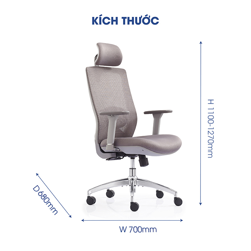 Ghế công thái học Ergonomic GOVI Como C608A - Tay ghế 3D, lưng ghế bằng vải lớp 2 lớp, có thể chỉnh ngả 90-135 độ