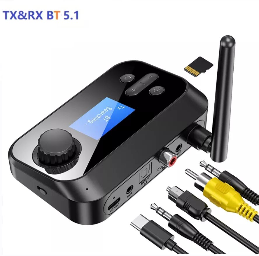 ROGTZ Bộ thu phát âm thanh Bluetooth 5.1 đa năng 6 trong 1 Kết nối đa dạng Optical Coaxial AUX RCA 3.5mm Hỗ trợ thẻ TF Màn LCD Hỗ trợ A2DP/AVRCP/EDR/HSP Micro đàm thoại Thông báo giọng nói  Kết nối tự động Angten Xe hơi Nhà ở Rạp hát Hàng Chính Hãng