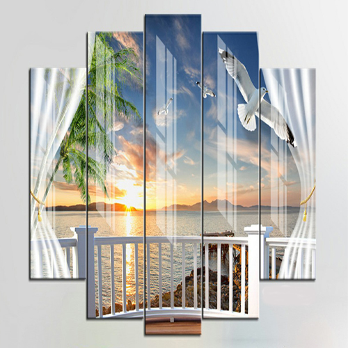 Bộ 5 - Tranh treo tường - Trang trí phòng khách/Cửa sổ 3D/Gỗ MDF Hàn Quốc/Chống ẩm mốc, mối mọt 4