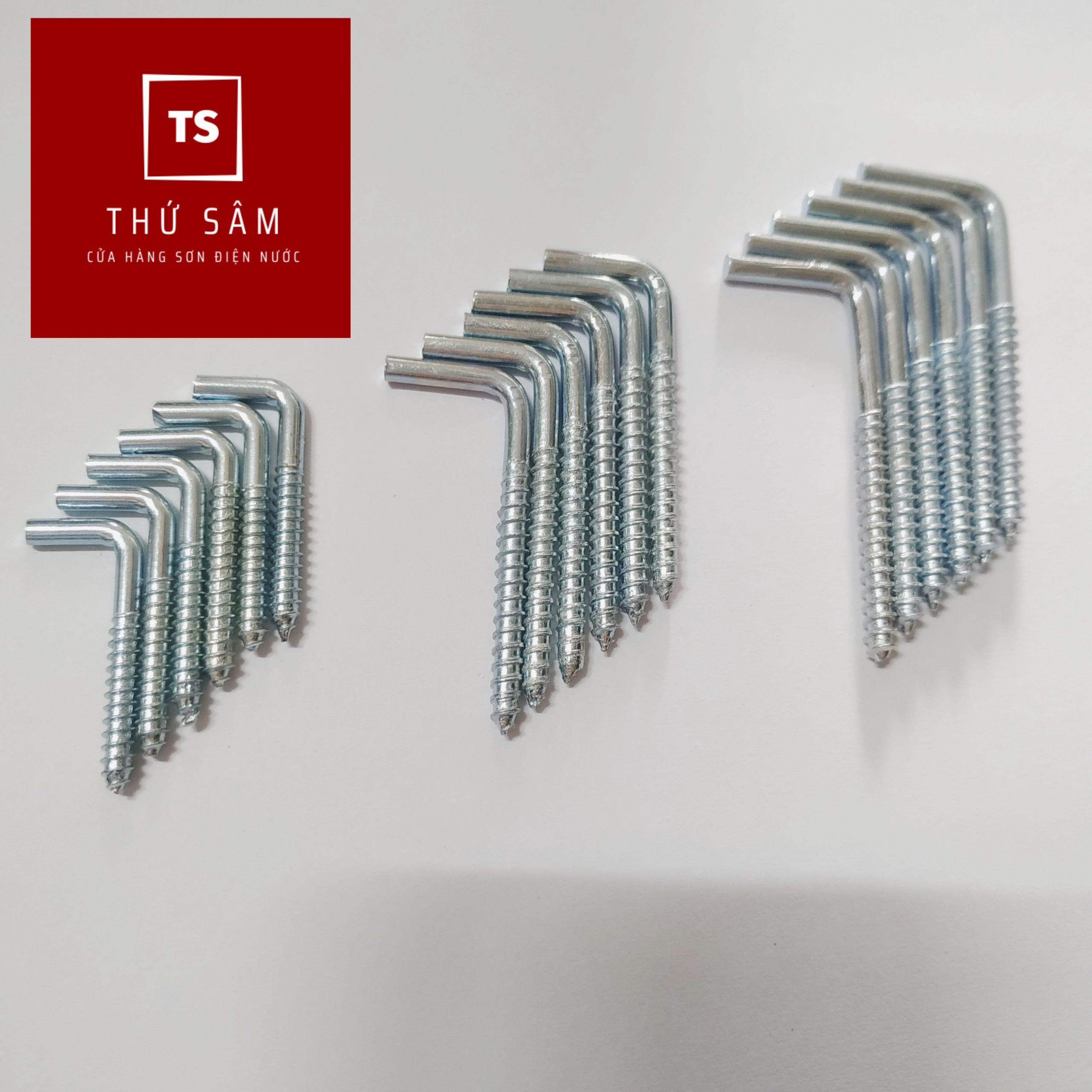 Combo 1 hộp móc treo chữ L kèm tacke nhựa đóng tường