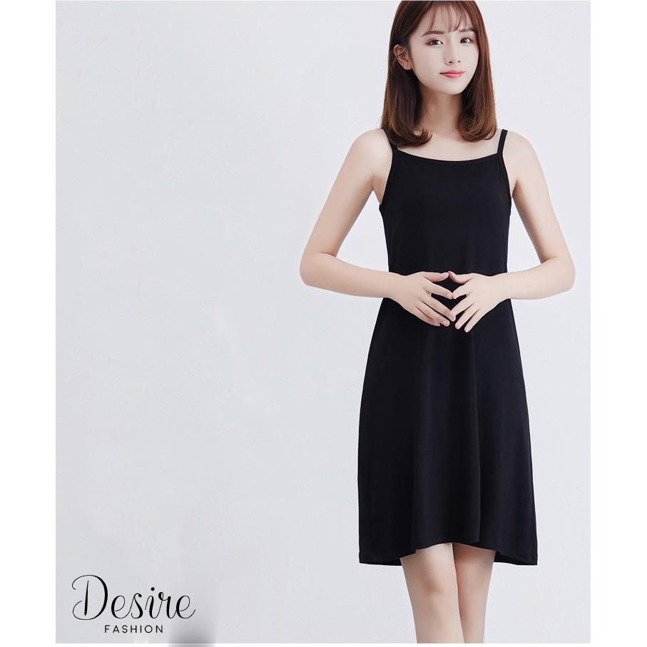 Váy hai dây thun - Váy mặc lót thun dáng suông cổ ngang