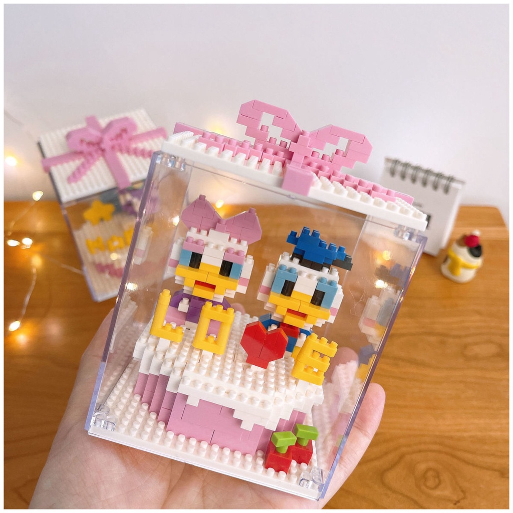Đồ Chơi Lắp Ráp bánh kem sinh nhật Thỏ Stella ,Gấu, Vịt Donald Có Đèn, nanoblocks cho bé trai bé gái