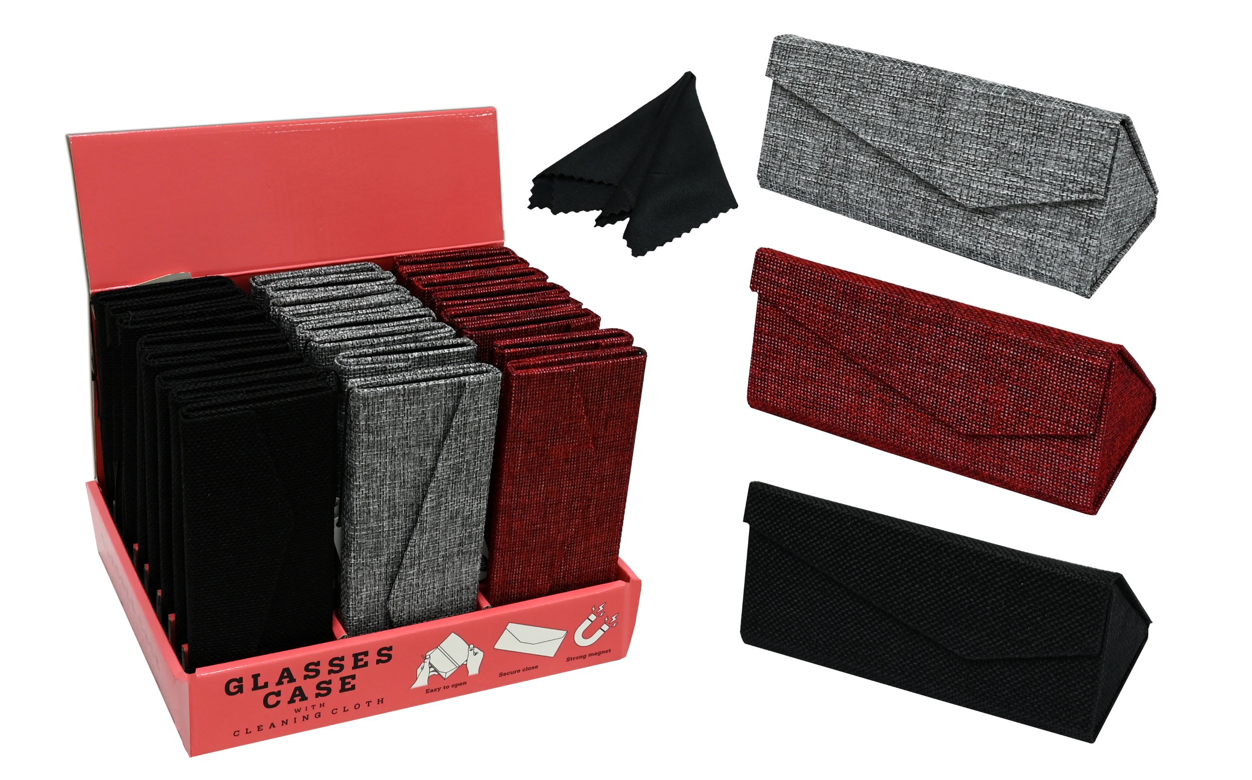 Hộp đựng kính gấp kèm khăn lau - 3 loại AE0890