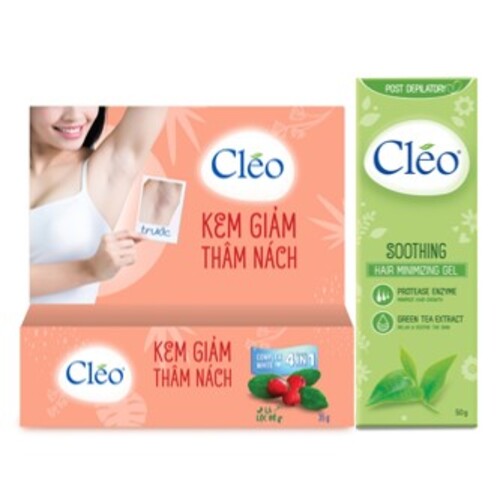 Combo kem giảm thâm nách Cléo sáng da sau 1 tháng 35g và gel dưỡng ẩm mịn da Cléo chiết xuất trà xanh 50g