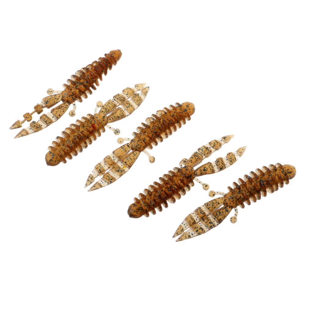 5 Pieces Bionic Soft Bubble Artificial Fishing Baits Set Brown