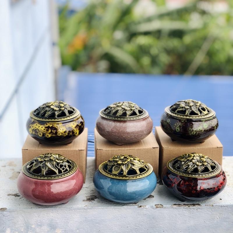 Lư xông trầm gốm xứ cực đẹp, dùng xông trầm nụ, trầm vòng, xông nhà