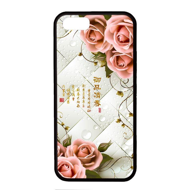Ốp lưng dành cho điện thoại Iphone 5/5s Hoa Hồng Nền Sọc