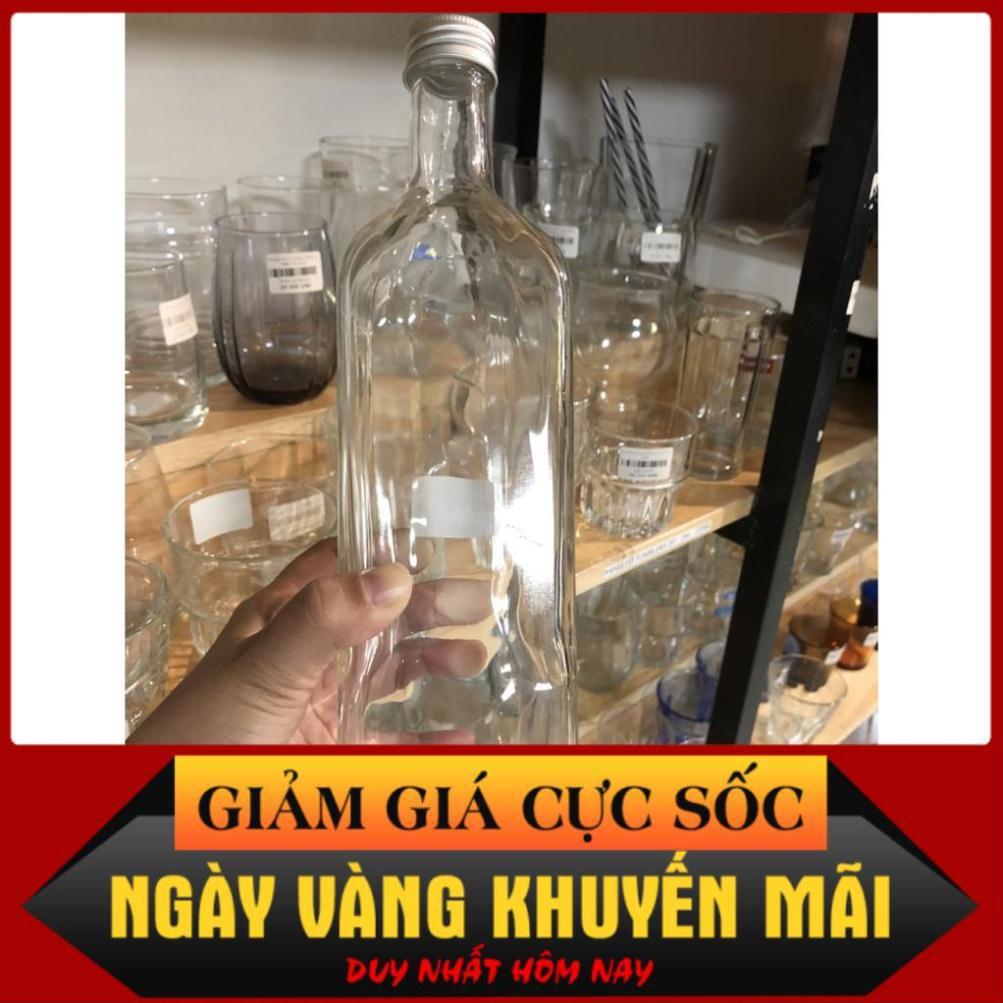 Chai thủy tinh vuông 1 lít nắp nhôm