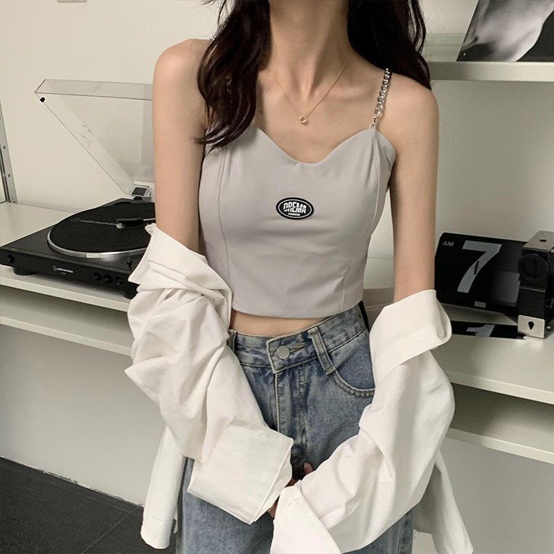 Áo croptop 2 dây nữ cá tính, Áo ba lỗ Tím Bra nữ có đệm mút chất thun dày dặn co dãn M12