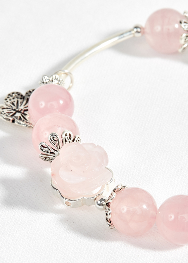 Vòng tay đá thiên nhiên phối chamr hoa mẫu đơn Ngọc Quý Gemstone