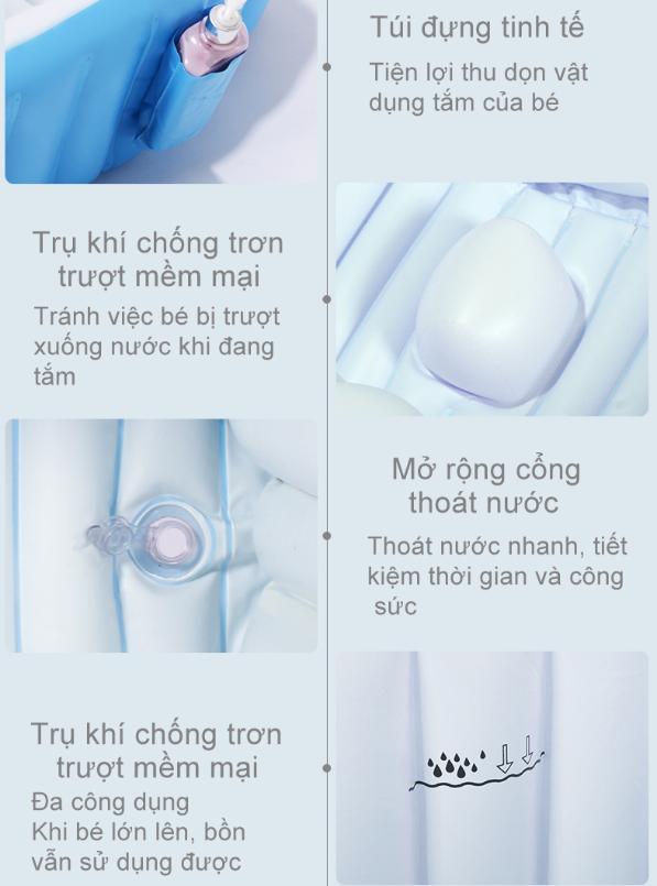 Chậu Tắm Phao, Chậu Tắm Bơm Hơi Chống Trơn Trượt Cao Cấp Cho Bé YT - 226A