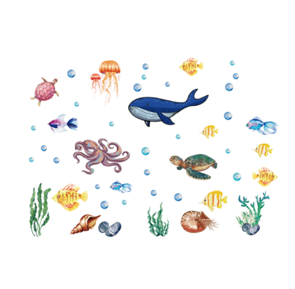 Decal trang trí tường - Đáy đại dương của những sinh vật biển