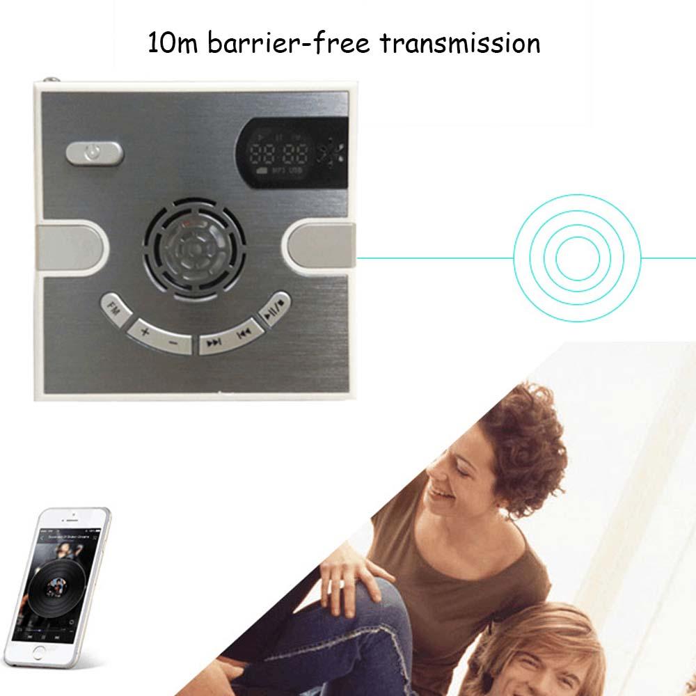 Jinserta 220V Wall Wireless Bluetooth Loa Player Music với Hiển thị thời gian Mini FM Radio Hỗ trợ TF Thẻ U Disk 3,5mm Jack Color: grey