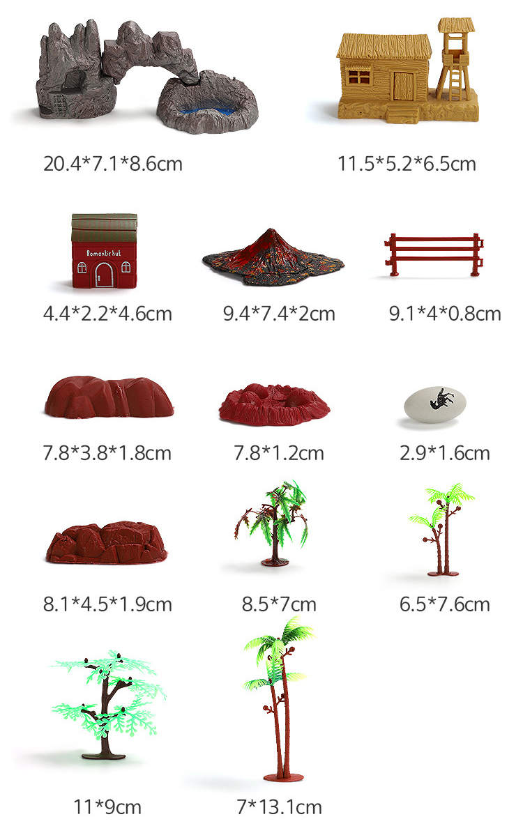 Mô hình 21 món hàng rào, đá, nhà & phụ kiện bổ sung cho bộ đồ chơi động vật 60 chi tiết - New4all