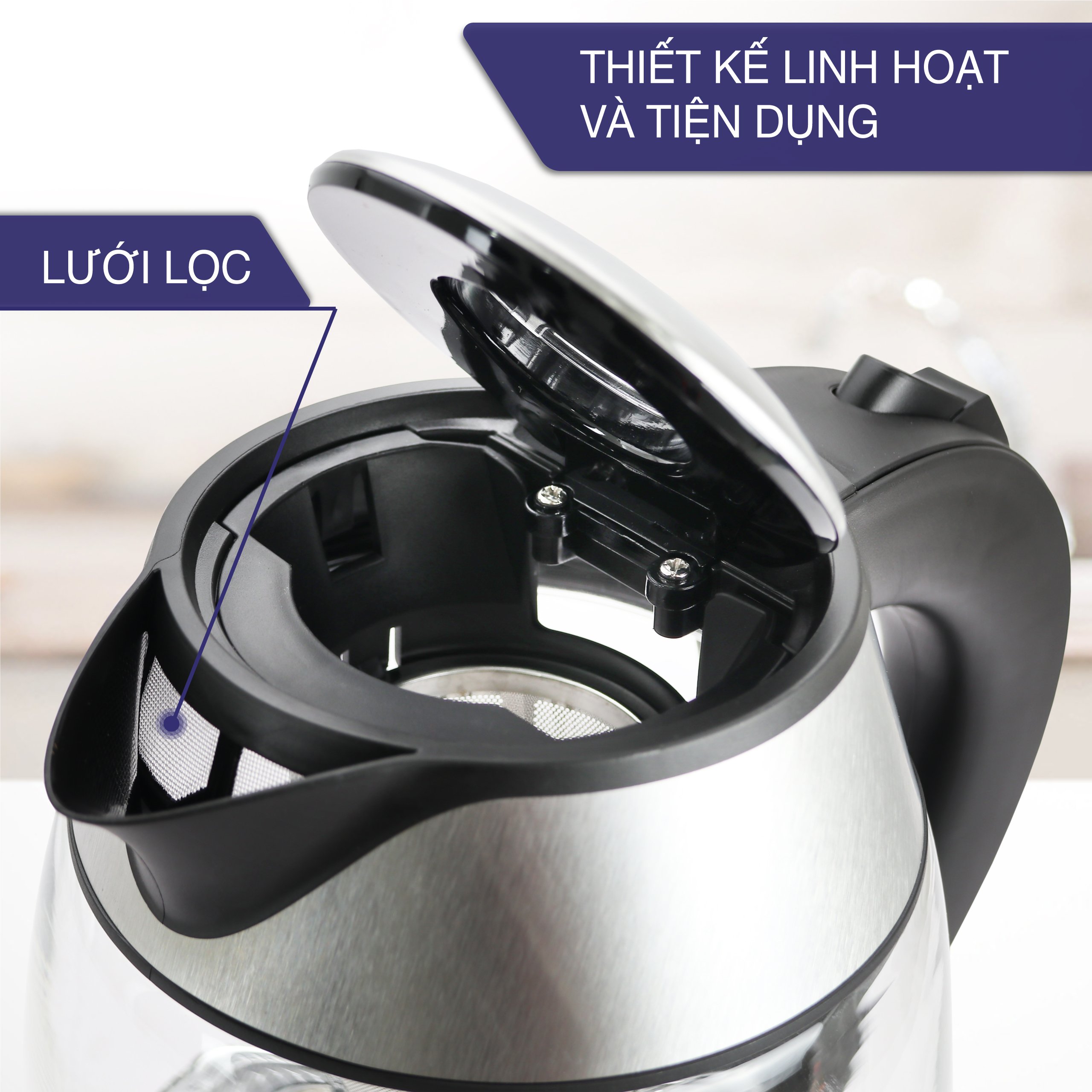 Ấm siêu tốc thuỷ tinh 1,8lit Lebenlang LBE2819 (hàng chính hãng)