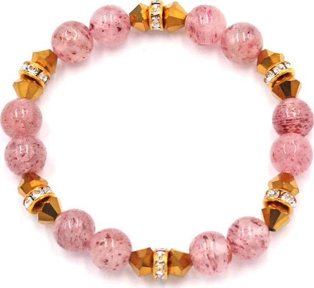 Vòng đeo tay chuỗi hạt đá thạch anh dâu tây 8 ly FTTHV30