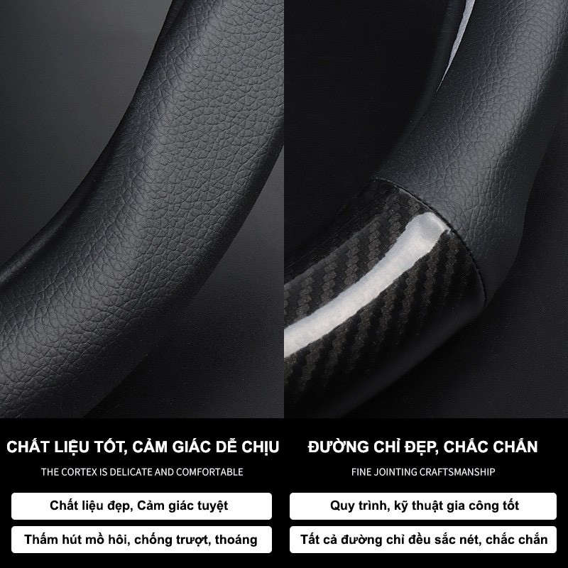 Bọc da vô lăng cacbon xe MAZDA 2, Mazda 3, Mazda 6, CX5, CX8, BT50, CX3, CX30 vân carbon cao cấp