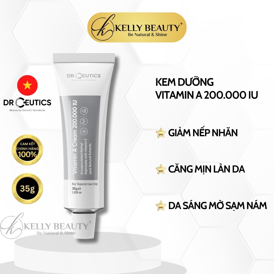 Kem Dưỡng Vitamin A Cream 200.000 IU DrCeutics - Mờ Nếp Nhăn, Căng Mịn; Sáng Da, Mờ Thâm Nám | Kelly Beauty