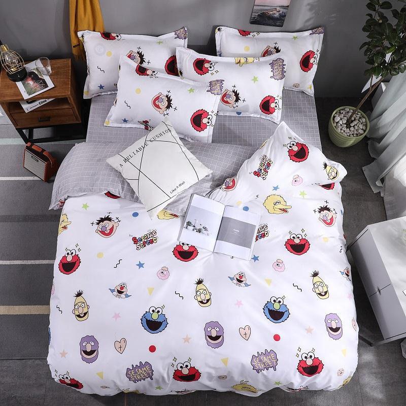Bộ chăn ga gối cotton PL1 - Con Rối Nền Trắng - Tặng kèm 1 móc khóa Houston