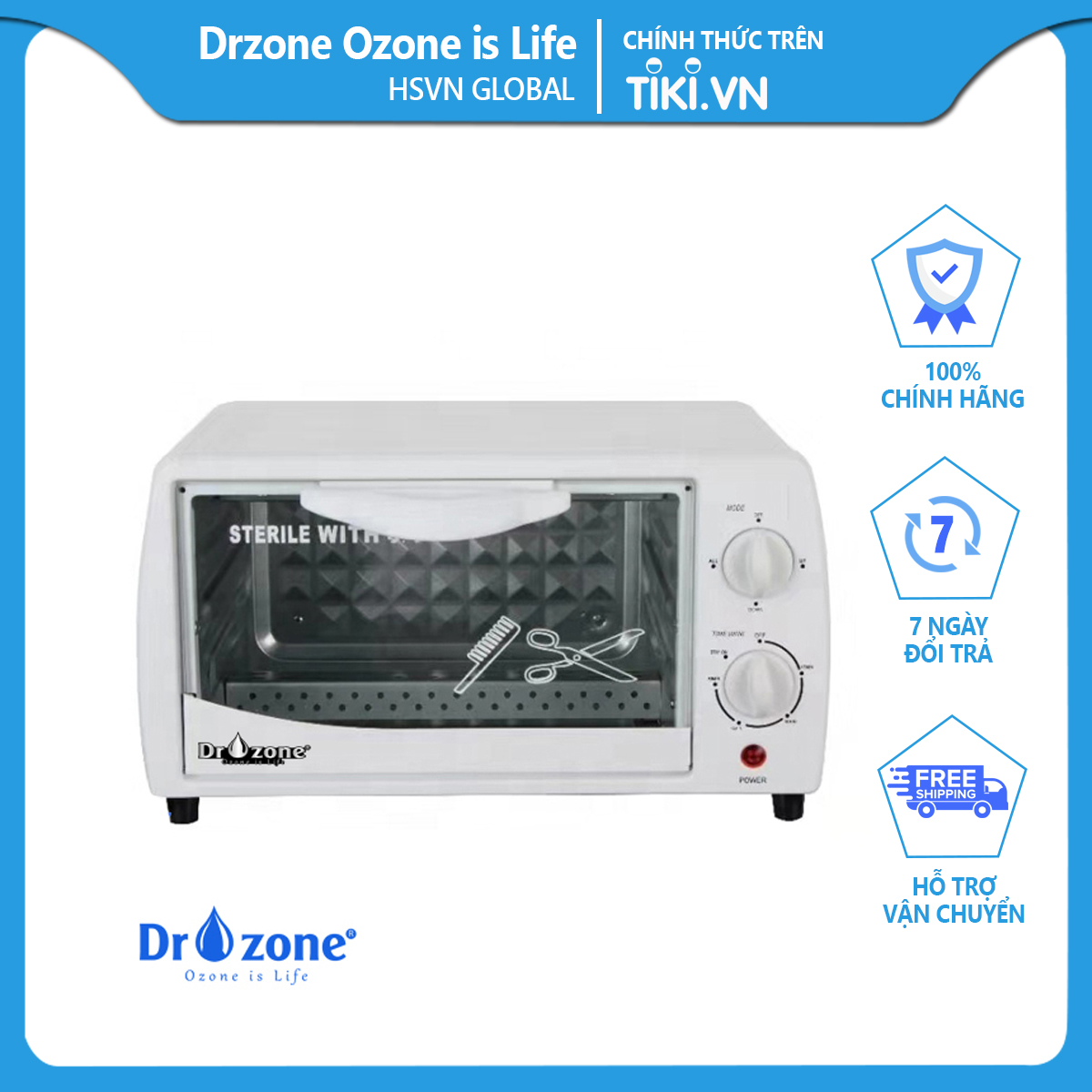 Tủ UV khử trùng Dr,zone Ozone is Life, Clean 16W dung tích 12 lít khử trùng dụng cụ Nail - tóc - Hàng chính hãng