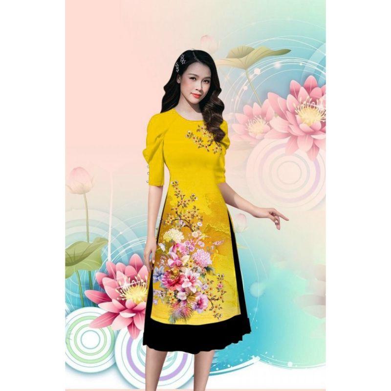 SET ÁO DÀI CÁCH TÂN IN HOA TAY PHỒNG