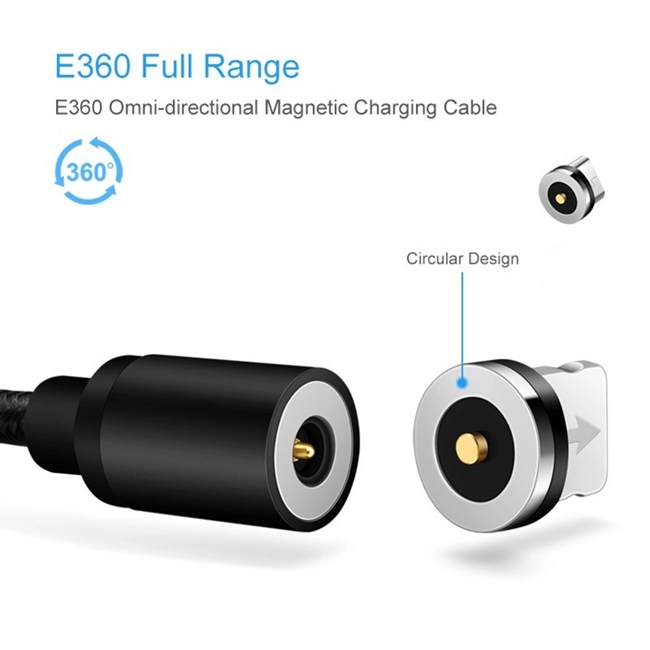 Cáp Sạc Từ Hít Nam Châm 2.4A Elough Model E360 2in1 Lightning Và MicroUSB Chính Hãng Phân Phối