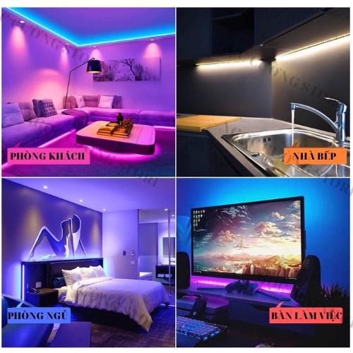 Đèn led tiktok, 16 TRIỆU MÀU APP NHÁY THEO NHẠC BỌC SILICON TẶNG NGUỒN 12V + REMOTE, dây led RGB, decor trang trí phòng