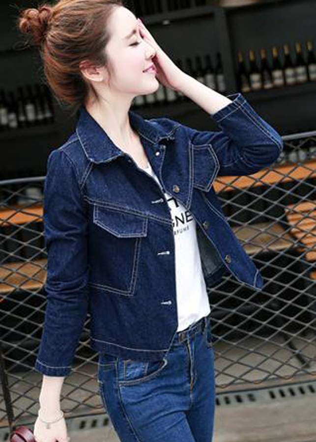 Áo Khoác Jeans Nữ Vạt Chéo BY1051 - Xanh Đen