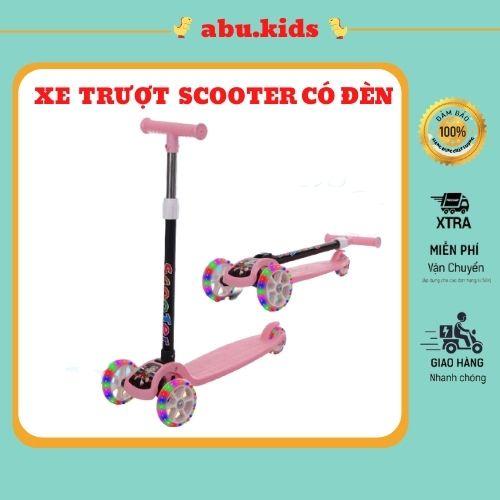 Xe scooter cho bé có đèn phát sáng gấp gọn - Xe trượt Scooter 6 nấc chỉnh độ cao