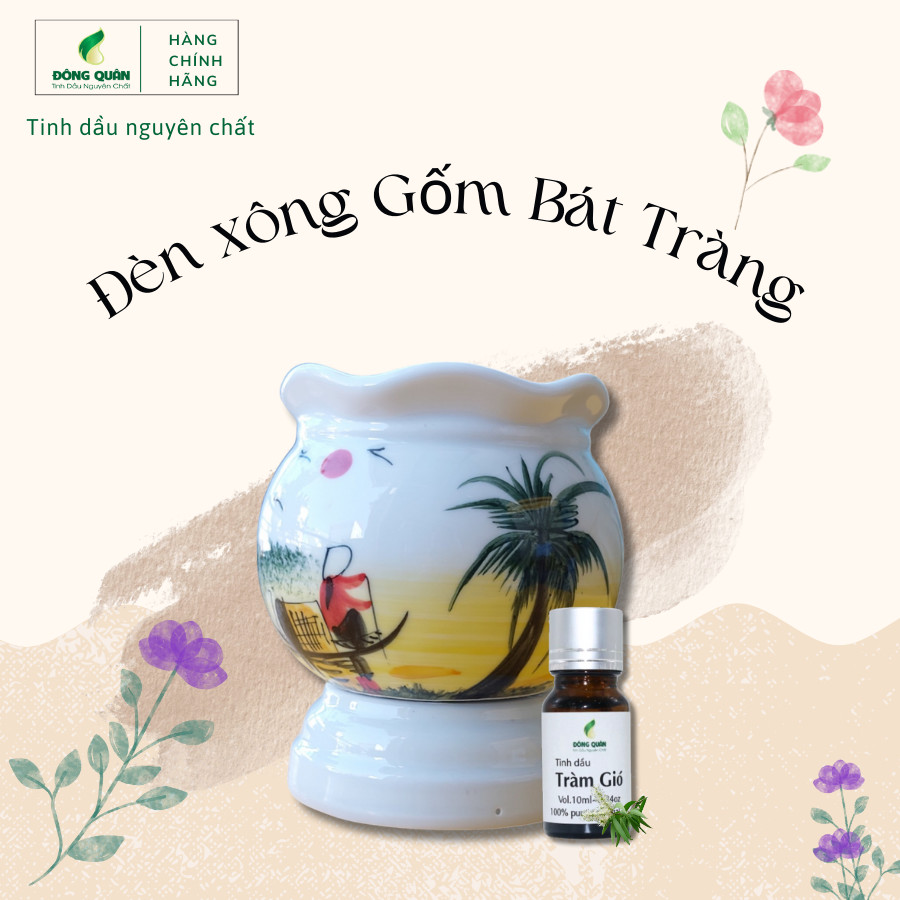 Đèn Xông Gốm Bát Tràng Chất Liệu Gốm Cao Cấp Sử Dụng Bằng Cắm Điện (Gửi Hàng Ngẫu Nhiên) - Tặng 1 Chai Tinh Dầu 10ML