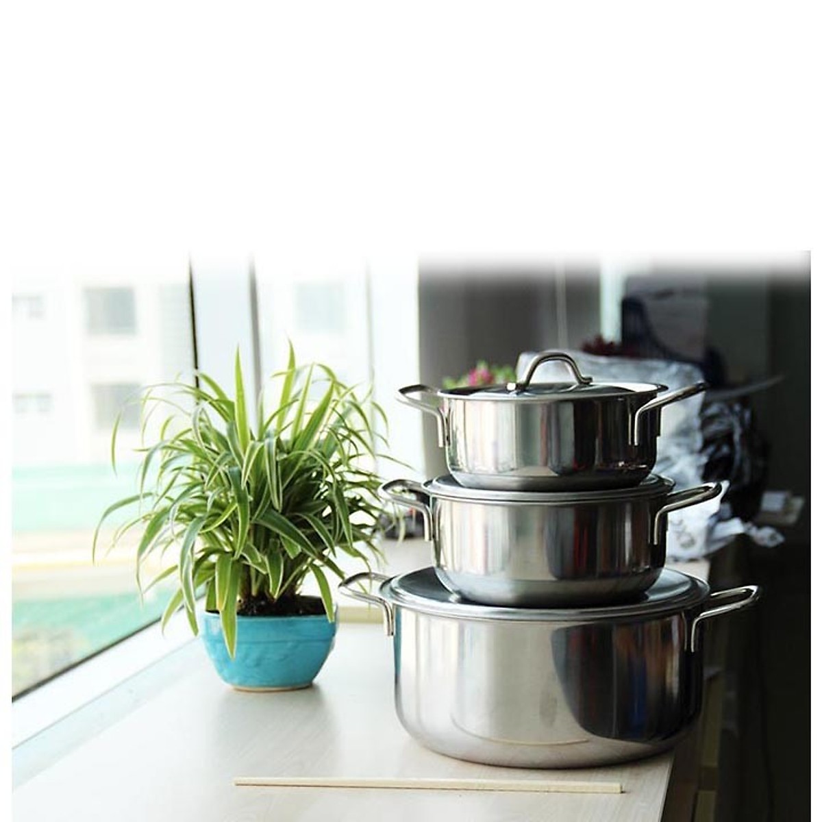 Bộ 3 nồi 1 đáy inox Rainy cao cấp - Hàng Chính Hãng