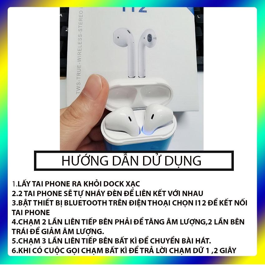 Tai nghe bluetooth không dây i12-TWS + vỏ tai nghe-Gia dụng Nam Định