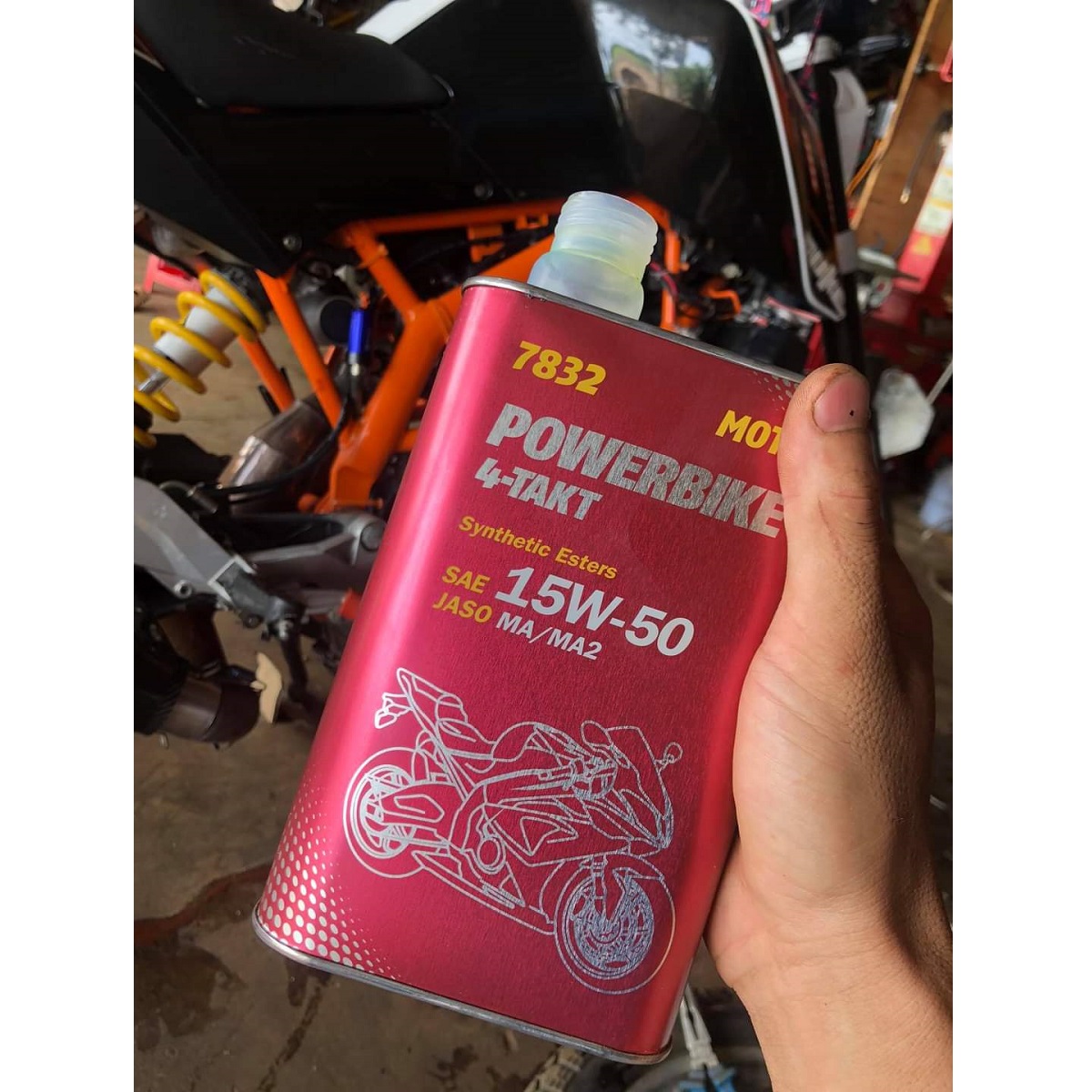 [Cao Cấp] Nhớt Cho Xe Đi Xa, Chạy Đua và Phân Khối Lớn MANNOL 7832 4-Takt Powerbike ESTER 15W-50 SM 1 Lít/ Hộp – 100% Germany Đức