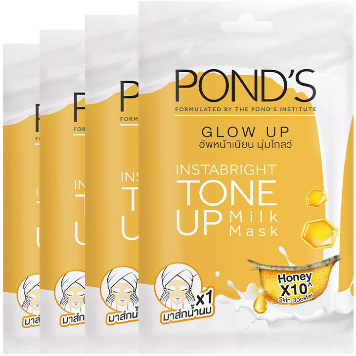 Combo 4 Mặt Nạ Sữa Dưỡng Trắng Nâng Tông Và Căng Bóng Da Pond's White Beauty 25g