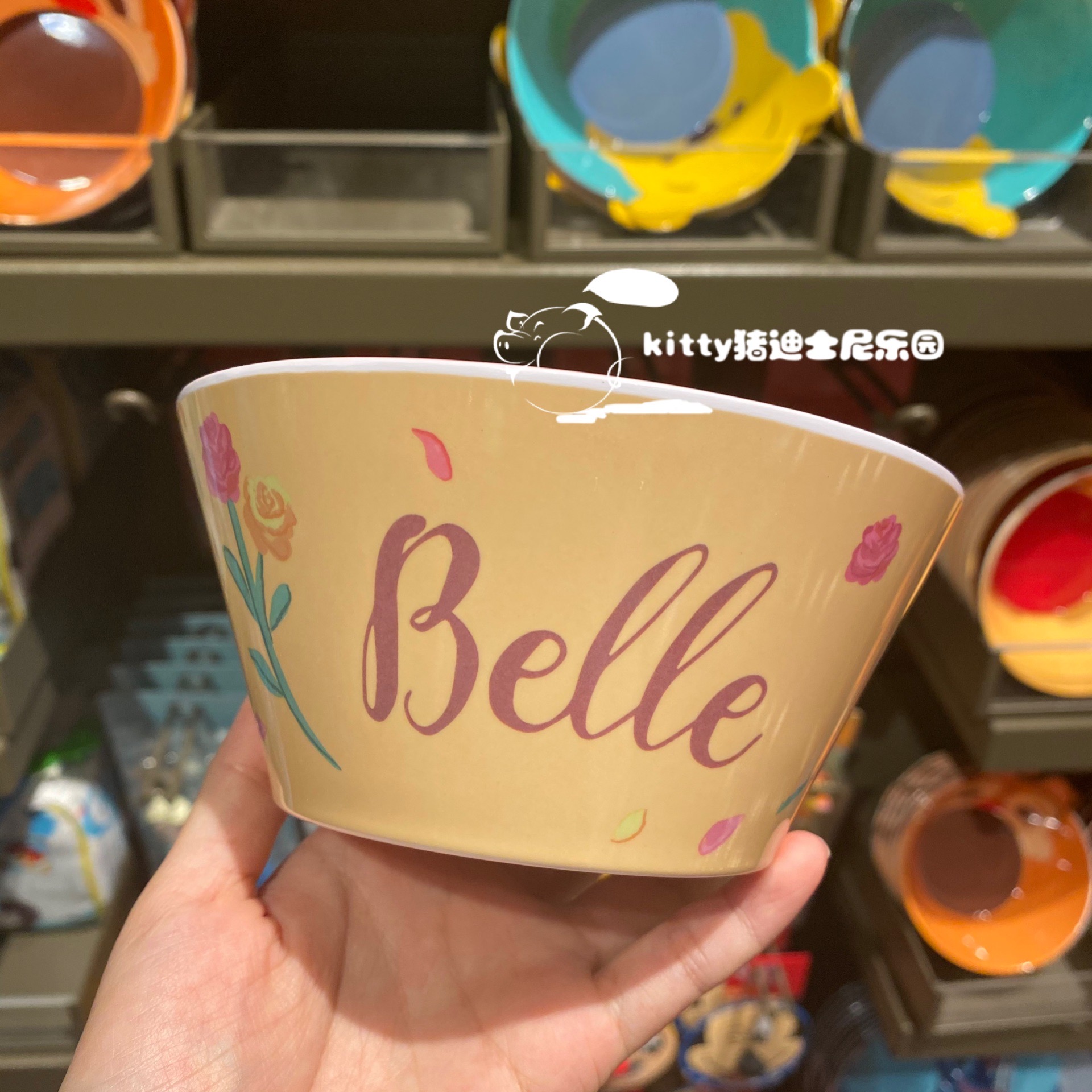 Chén ăn nhựa Melamine hình công chúa Belle Princess nổi 3D màu cam cho bé gái - 78VNDP2482