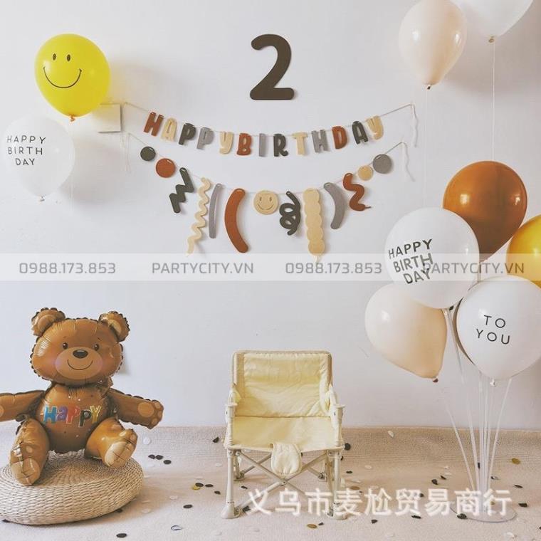 Set trang trí sinh nhật Handmade kiểu Hàn Quốc tone màu phù hợp mọi lứa tuổi