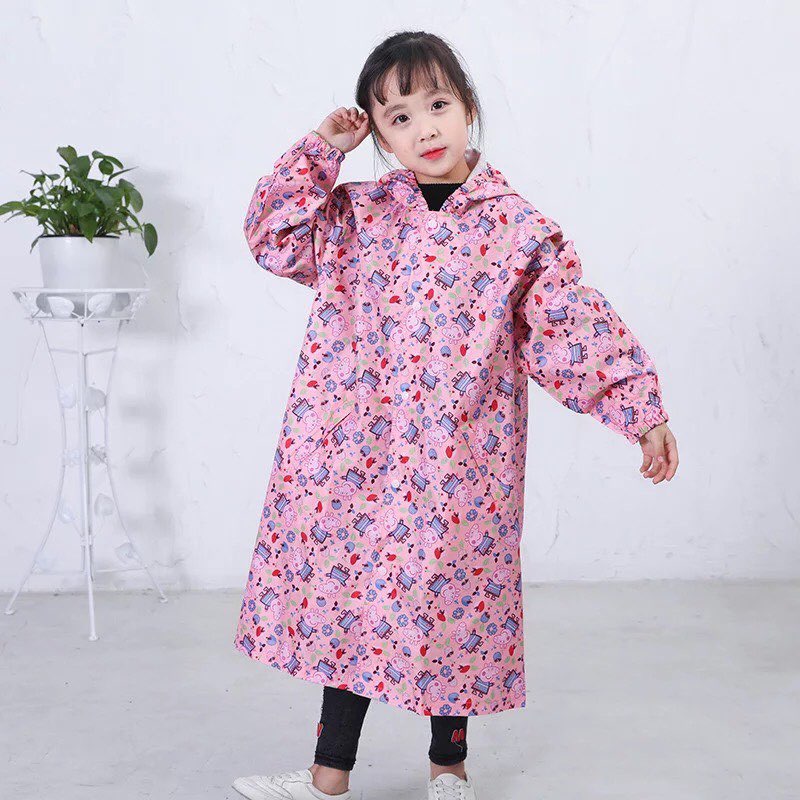 Áo Mưa Bít Trẻ Em Cho Bé Từ 4 - 7 Tuổi , Áo Mưa Trùm Trẻ Em Che Kín Người An Toàn ( Size 8 )