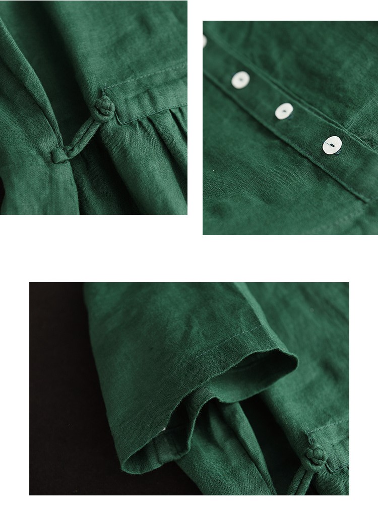 Đầm linen suông Đũi Việt tay lỡ, cổ sơ mi, 2 túi sườn, form rộng thoải mái khi mặc, mẫu mới mùa xuân Dv215