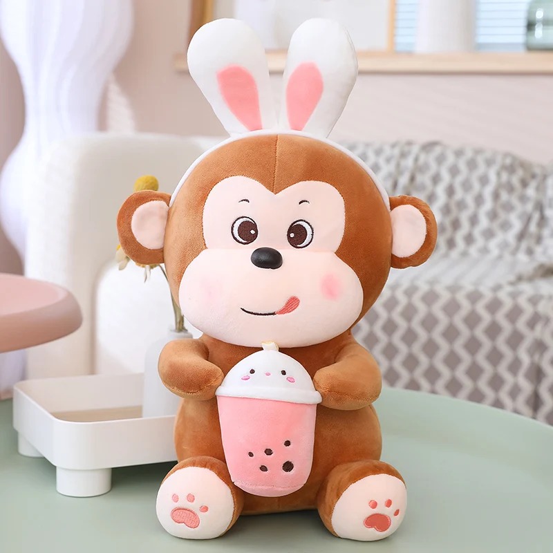 Thú nhồi bông khỉ ôm bình sữa dễ thương - Size từ 45cm đến 75cm - Quà tặng gấu bông khi ôm bình sữa đáng yêu