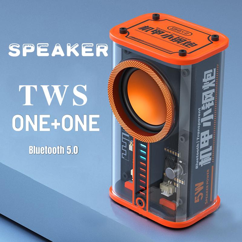 K07 loa bluetooth di động trong suốt MECHA Audio không dây 5W Type-C với âm thanh Nhịp điệu âm thanh Hộp âm thanh SIBWEO Color: Black Woofer Size/Full-Range Size: 2 PCS