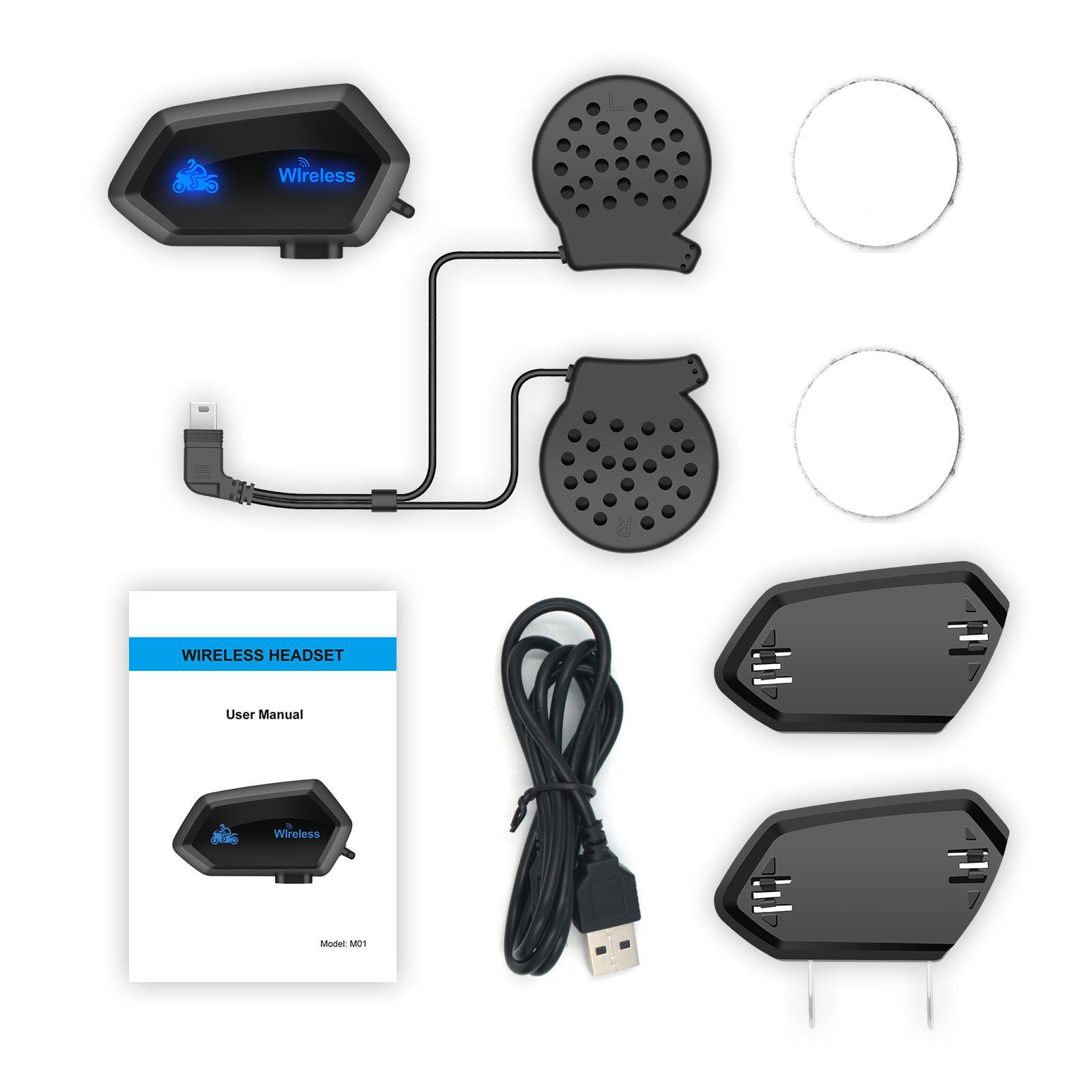 Motorcycle Bluetooth Headset Waterproof Connect to Interphone for Helmets Snowboarding