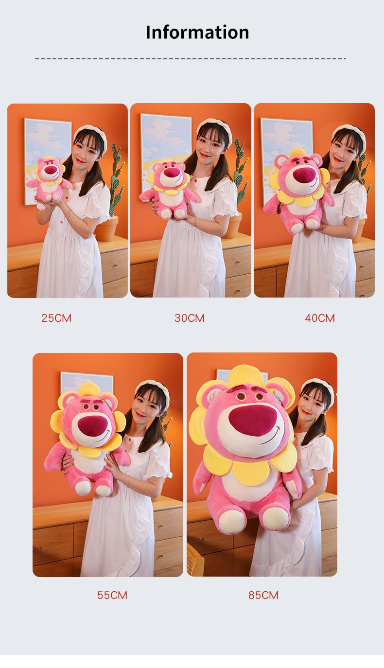Thú bông Lotso Sunflower màu hồng nhạt đáng yêu - Size từ 23cm đến 55cm - Quà tặng gấu bông BuddyTeddy - Gối ôm mềm mịn cho bé