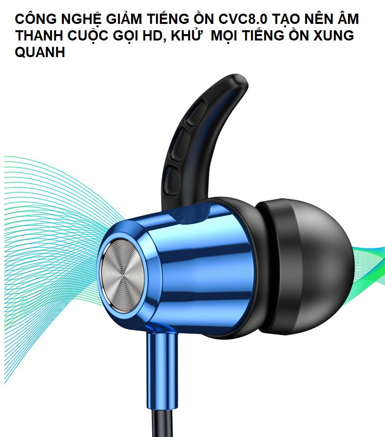 Tai Nghe Bluetooth 5.3 Thể Thao Quàng Cổ  , Âm Thanh Nổi  Hifi Stereo , Pin Khủng 3000mAh  Sử Dụng Liên Tục Lên Đến 100 Giờ