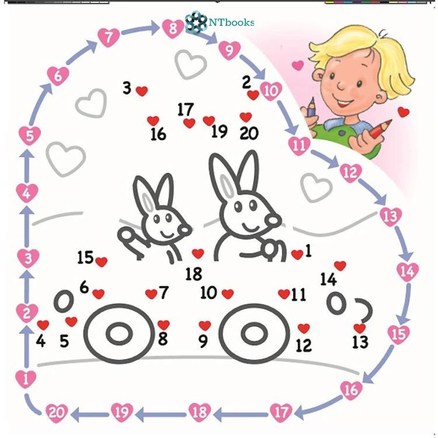 Combo 4 cuốn Sách Nối Số Tô Màu - Bé học đếm từ 1 đến 10 Heart to hear