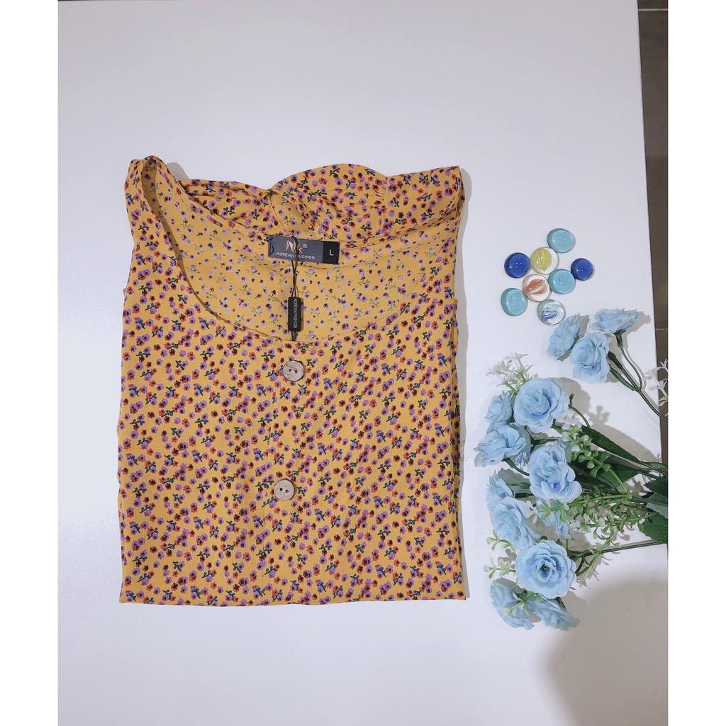 Bộ Đồ Lanh Hoa Cúc NK FASHION Cộc Tay Hoạ Tiết Hoa Nhí Mềm Mịn Thoáng Mát NKFBD2105039