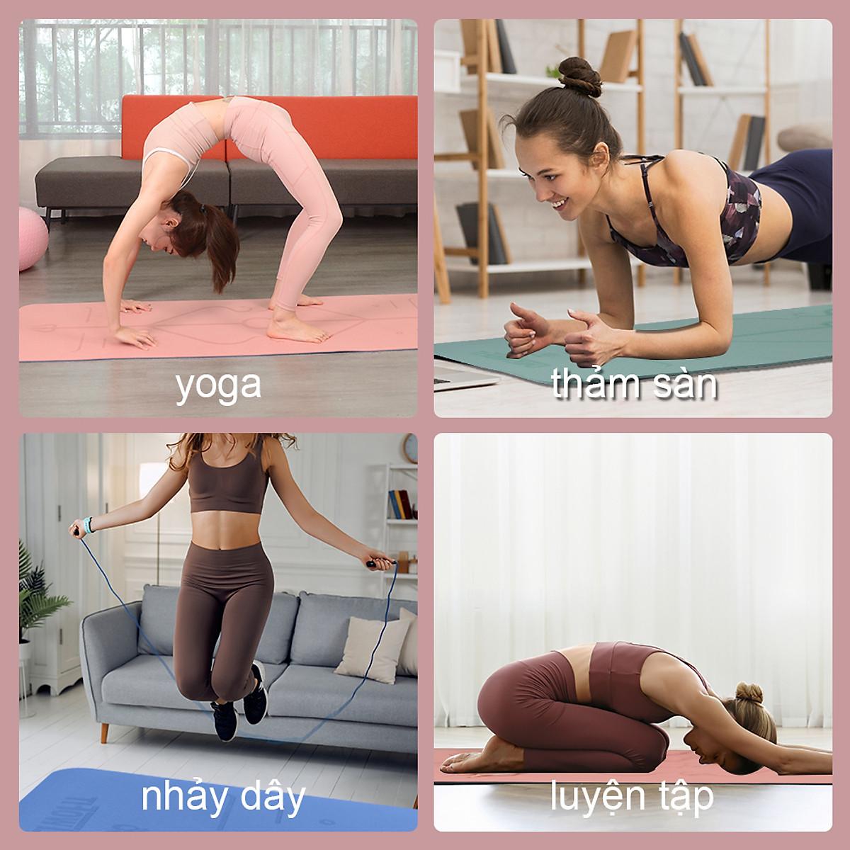 Thảm Tập Yoga Định Tuyến TPE cao cấp tặng kèm túi đựng - 2 Lớp Chống Trượt 8mm