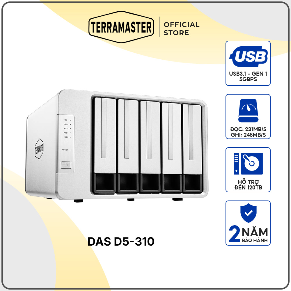 Thiết bị lưu trữ DAS TerraMaster D5-310 5-bay hàng chính hãng